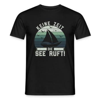Retro Keine Zeit Die See ruft! - Boot Skipper - Männer T-Shirt - Schwarz - Vorne - AI Model Male 178 light (178cm)