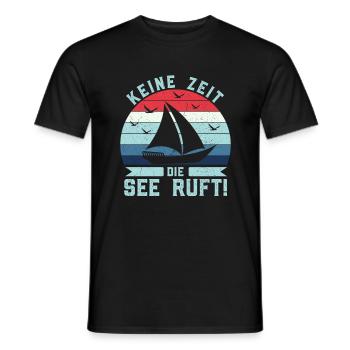 Retro Keine Zeit Die See ruft! - Boot Skipper - Männer T-Shirt - Schwarz - Vorne - AI Model Male 178 light (178cm)