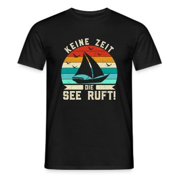 Retro Keine Zeit Die See ruft! - Boot Skipper - Männer T-Shirt - Schwarz - Vorne - AI Model Male 178 light (178cm)
