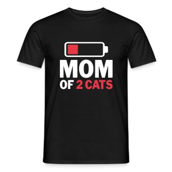Mom of 2 Cats - Empty Battery Cat Mom - Men's T-Shirt - black - Front - AI Model Male 178 light (178cm)