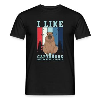 I like Capybaras and Maybe 3 People - Capybara - Men's T-Shirt - black - Front - AI Model Male 178 light (178cm)