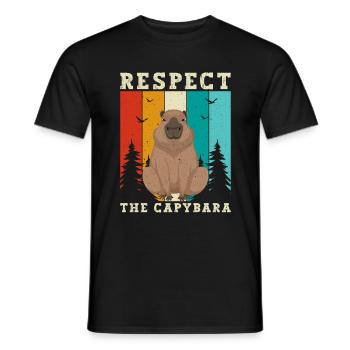 Retro Respect the Capybara - Capybara Fans - Männer T-Shirt - Schwarz - Vorne - AI Model Male 178 light (178cm)