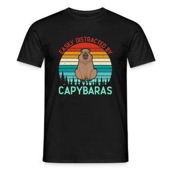Retrò facilmente distratto dai capibara capibara - T-shirt uomo - nero - Fronte - AI Model Male 178 light (178cm)