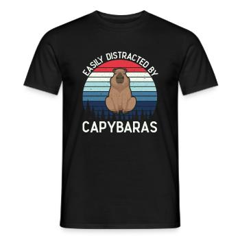 Retrò facilmente distratto dai capibara capibara - T-shirt uomo - nero - Fronte - AI Model Male 178 light (178cm)