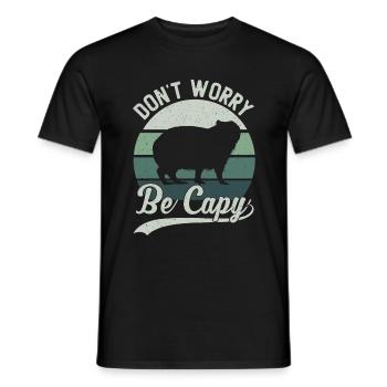 Retro Don't Worry Be Capy - Capybaras Capybara - Men's T-Shirt - black - Front - AI Model Male 178 light (178cm)