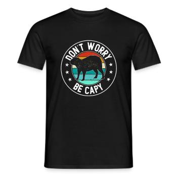 Retro Don't Worry Be Capy - Capybaras Capybara - Männer T-Shirt - Schwarz - Vorne - AI Model Male 178 light (178cm)