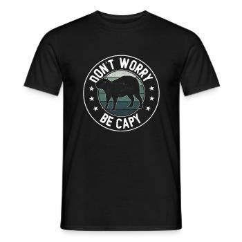 Retro Don't Worry Be Capy - Capybaras Capybara - Men's T-Shirt - black - Front - AI Model Male 178 light (178cm)