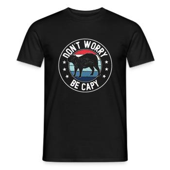 Retro Don't Worry Be Capy - Capybaras Capybara - Men's T-Shirt - black - Front - AI Model Male 178 light (178cm)