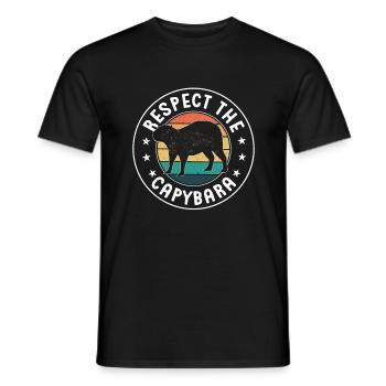 Retro Respect the Capybara - Capybara Fans - Männer T-Shirt - Schwarz - Vorne - AI Model Male 178 light (178cm)