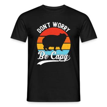 Retro Don't Worry Be Capy - Capybaras Capybara - Men's T-Shirt - black - Front - AI Model Male 178 light (178cm)