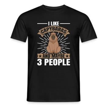 I Like Capybaras and maybe 3 People - Capybara - Men's T-Shirt - black - Front - AI Model Male 178 light (178cm)
