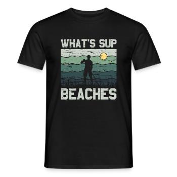 What's SUP Beaches - SUP Stehpaddel Stand Up - Männer T-Shirt - Schwarz - Vorne - AI Model Male 178 light (178cm)