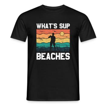 What's SUP Beaches - SUP Stehpaddel Stand Up - Männer T-Shirt - Schwarz - Vorne - AI Model Male 178 light (178cm)