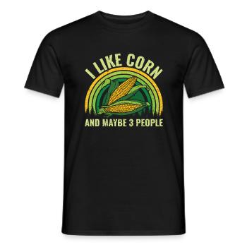 I like Corn and maybe 3 People - Mais Bauer - Men's T-Shirt - black - Front - AI Model Male 178 light (178cm)