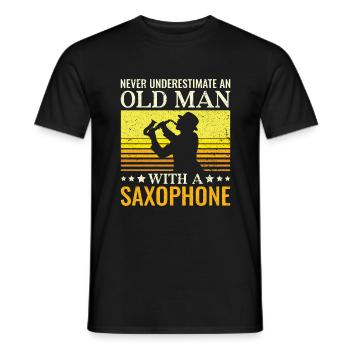 Unterschätze Niemals einen alten Mann Saxophon - - Männer T-Shirt - Schwarz - Vorne - AI Model Male 178 light (178cm)