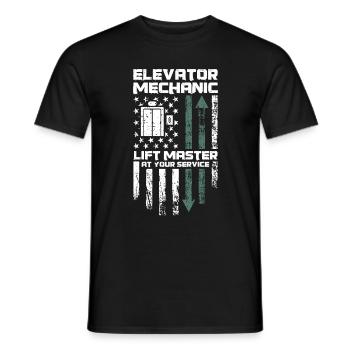 Elevator Mechanic - Aufzug Fahrstuhl Aufzugmonteur - Men's T-Shirt - black - Front - AI Model Male 178 light (178cm)
