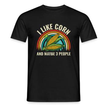 I like Corn and maybe 3 People - Mais Bauer - Men's T-Shirt - black - Front - AI Model Male 178 light (178cm)