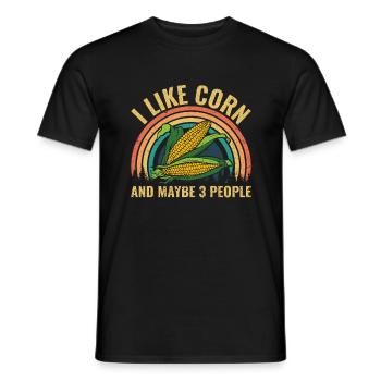 I like Corn and maybe 3 People - Mais Bauer - Men's T-Shirt - black - Front - AI Model Male 178 light (178cm)