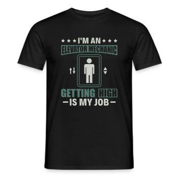 Elevator Mechanic - Aufzug Fahrstuhl Aufzugmonteur - Men's T-Shirt - black - Front - AI Model Male 178 light (178cm)
