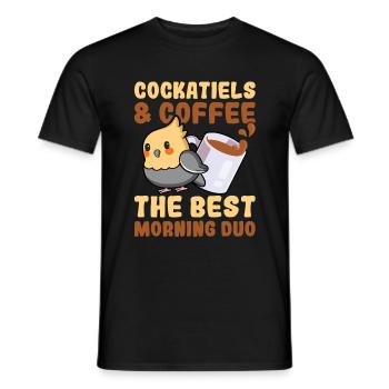 Cockatiels & Café - Amateurs d’oiseaux cockatiels - T-shirt homme - noir - Devant - AI Model Male 178 light (178cm)
