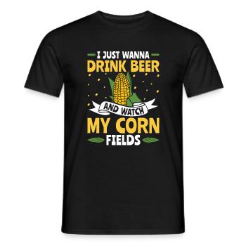Drink Beer & Watch Cornfields - Mais Bauer - Men's T-Shirt - black - Front - AI Model Male 178 light (178cm)