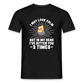 May Look Calm Bitten You - Cockatiel - Men's T-Shirt - black - Front - AI Model Male 178 light (178cm)