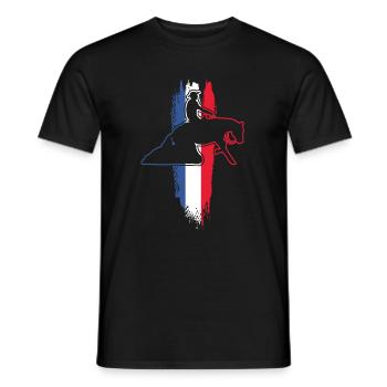 Cavalier Cheval & Western | Équitation Western - T-shirt homme - noir - Devant - AI Model Male 178 light (178cm)