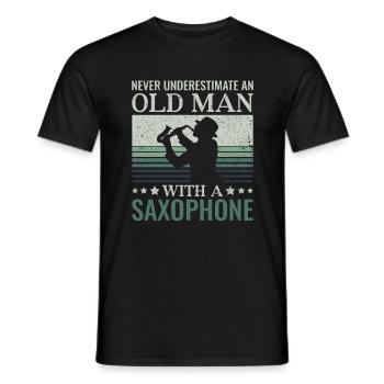 Unterschätze Niemals einen alten Mann Saxophon - - Männer T-Shirt - Schwarz - Vorne - AI Model Male 178 light (178cm)