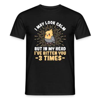 May Look Calm Bitten You - Cockatiel - Men's T-Shirt - black - Front - AI Model Male 178 light (178cm)