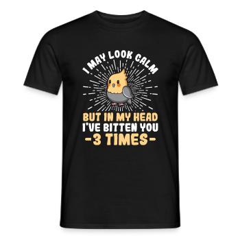 May Look Calm Bitten You - Cockatiel - Men's T-Shirt - black - Front - AI Model Male 178 light (178cm)