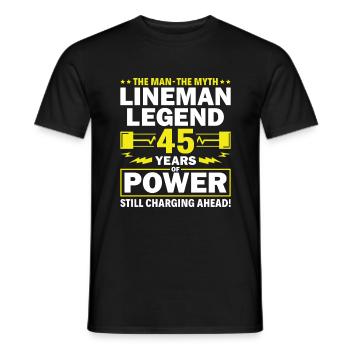 Lineman Legend - Celebrating 45 Years of Power! - Men's T-Shirt - black - Front - AI Model Male 178 light (178cm)