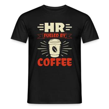 HR fueled by Coffee - HR Management Human - Men's T-Shirt - black - Front - AI Model Male 178 light (178cm)
