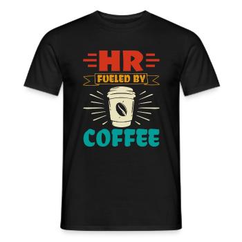 HR fueled by Coffee - HR Management Human - Men's T-Shirt - black - Front - AI Model Male 178 light (178cm)