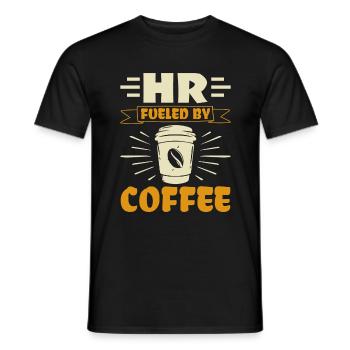 HR fueled by Coffee - HR Management Human - Men's T-Shirt - black - Front - AI Model Male 178 light (178cm)