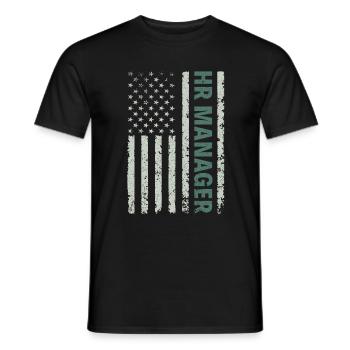 HR Manager American Flag USA - HR Management - Men's T-Shirt - black - Front - AI Model Male 178 light (178cm)