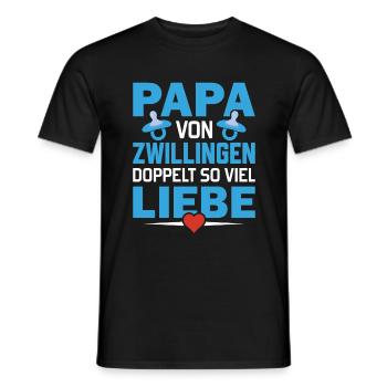 Papa von Zwillingen - Doppelt so viel Liebe - Männer T-Shirt - Schwarz - Vorne - AI Model Male 178 light (178cm)