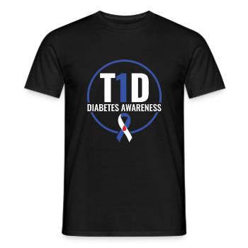 Sensibilisation au diabète - Diabète diabétique de type 1 - T-shirt homme - noir - Devant - AI Model Male 178 light (178cm)