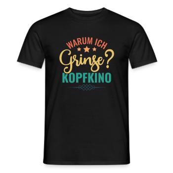 Warum Ich Grinse? Kopfkino - Spruch Humor - Männer T-Shirt - Schwarz - Vorne - AI Model Male 178 light (178cm)