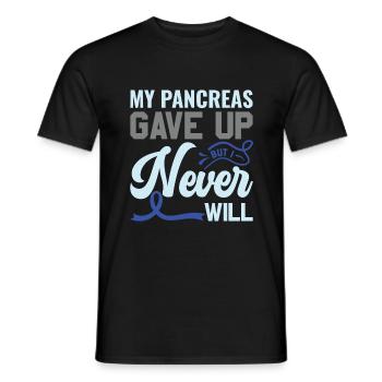 My Pancreas Gave Up But I Never Will - Diabetics - Men's T-Shirt - black - Front - AI Model Male 178 light (178cm)