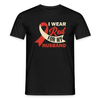 I Wear Red For My Husband - Stroke - Men's T-Shirt - black - Front - AI Model Male 178 light (178cm)