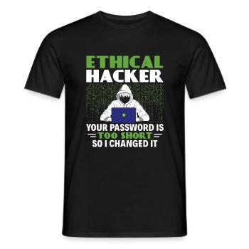 Votre mot de passe est trop court - Ethical Hacker - T-shirt homme - noir - Devant - AI Model Male 178 light (178cm)
