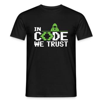 In Code We Trust - Ethical Hacker Cybersecurity - Men's T-Shirt - black - Front - AI Model Male 178 light (178cm)