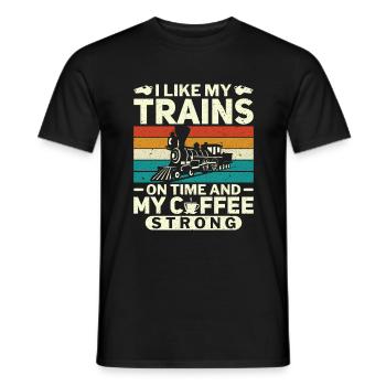 J’aime les trains et le café - Train Driver - T-shirt homme - noir - Devant - AI Model Male 178 light (178cm)