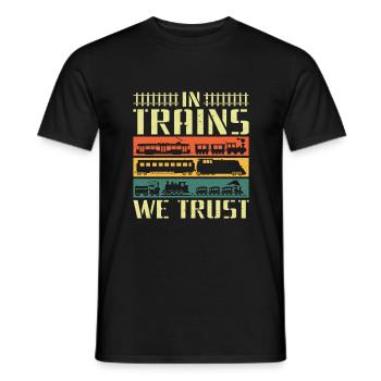 In Trains We Trust - Train Driver - Men's T-Shirt - black - Front - AI Model Male 178 light (178cm)