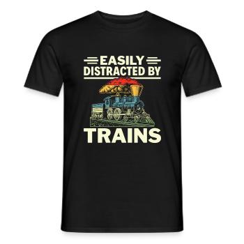 Easily Distracted by Trains - Train Driver - Men's T-Shirt - black - Front - AI Model Male 178 light (178cm)