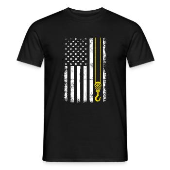 Fonctionnement de la grue de drapeau des États-Unis - Funny Crane Driver - T-shirt homme - noir - Devant - AI Model Male 178 light (178cm)