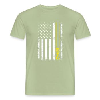 USA Flag Crane Operating - Lustiges Kranfahrer - Männer T-Shirt - Sage - Vorne - AI Model Male 178 light (178cm)