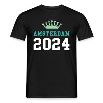 Amsterdam 2024 Krone - Männer T-Shirt - Schwarz - Vorne - AI Model Male 178 light (178cm)