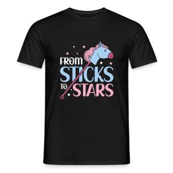 From Sticks To Stars - Hobby Horse Steckenpferd - Men's T-Shirt - black - Front - AI Model Male 178 light (178cm)