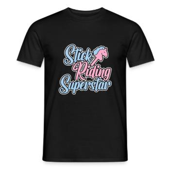 Stick Riding Superstar - Hobby Horse Steckenpferd - Men's T-Shirt - black - Front - AI Model Male 178 light (178cm)